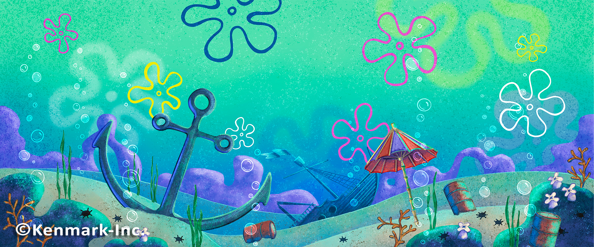 Bikini Bottom Scenic Backdrop by Kenmark Backdrops